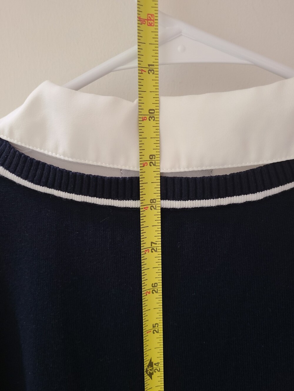 Adrianna Papell V‑Neck Sweater Vest Layered Blouse Navy Blue & White Sz XL - Picture 10 of 11
